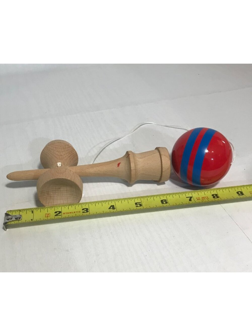 Duncan Komod Kendama Wooden Skill Toy With Red & Blue Striped Ball Japan